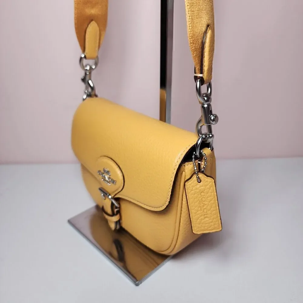 NWT Coach CP001 Amelia Small Saddle Bag Corn Flower HONEYCOMB Yellow